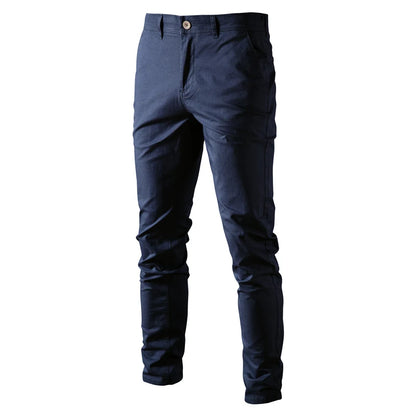 CASUAL SLIM COTTON MEN TROUSERS NAVY VANGARD