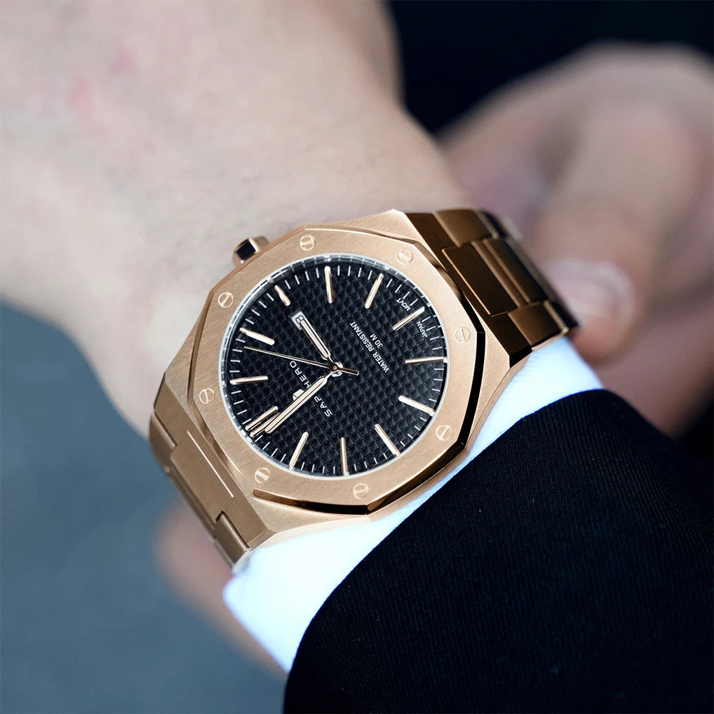 WATCH ROSE GOLD BLACK BASILLE