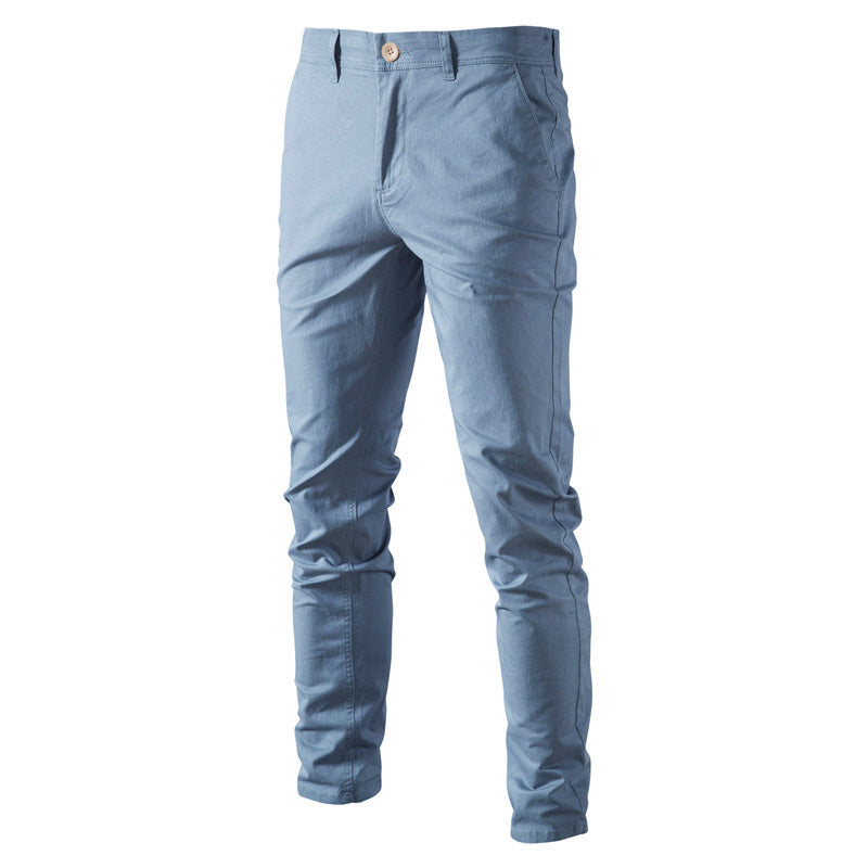 CASUAL SLIM COTTON MEN TROUSERS BLUE VANGARD