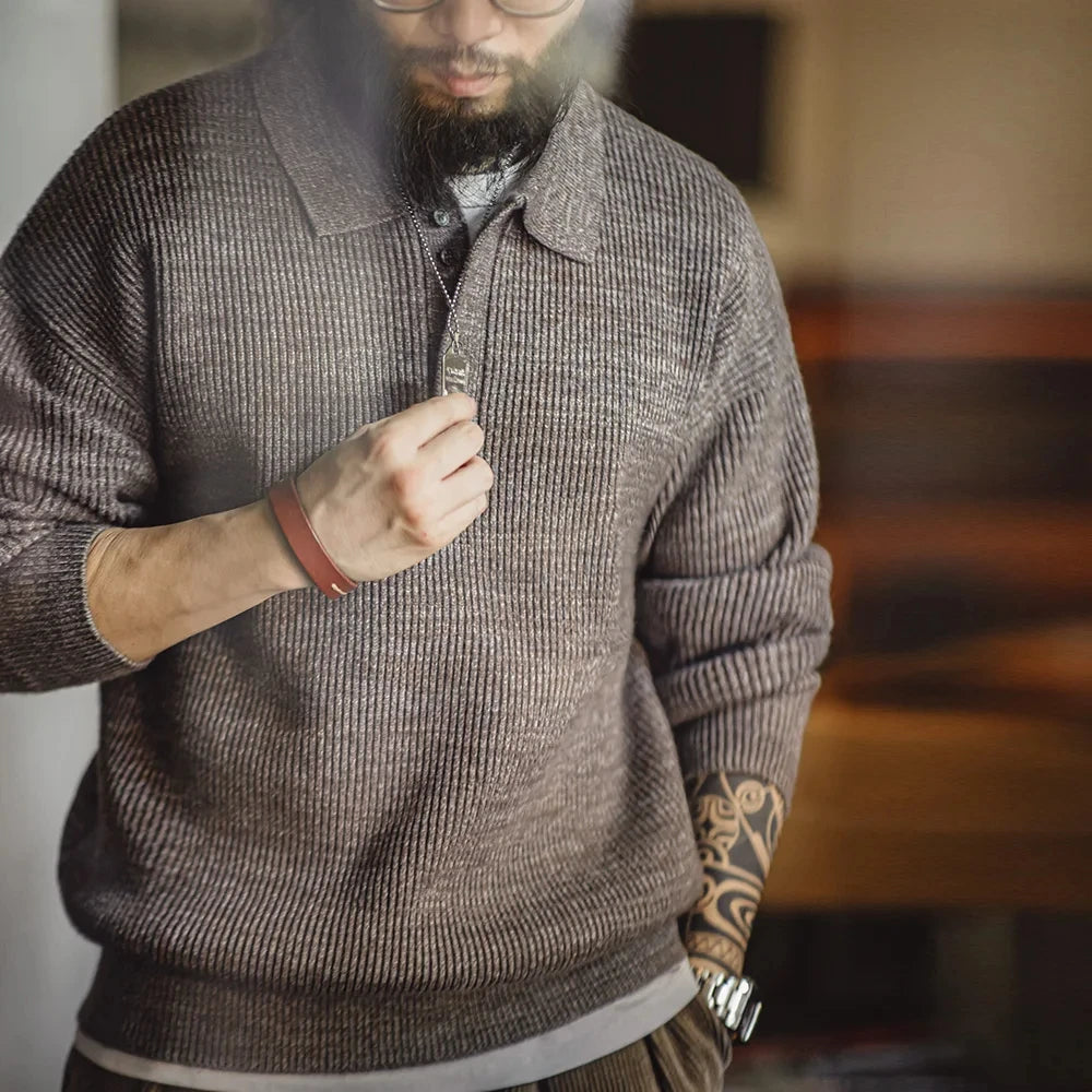 KNITTED LOOSE COFFEE COLOR SWEATER