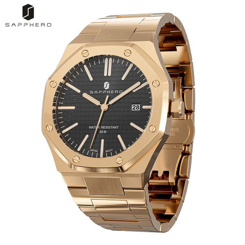 WATCH ROSE GOLD BLACK BASILLE