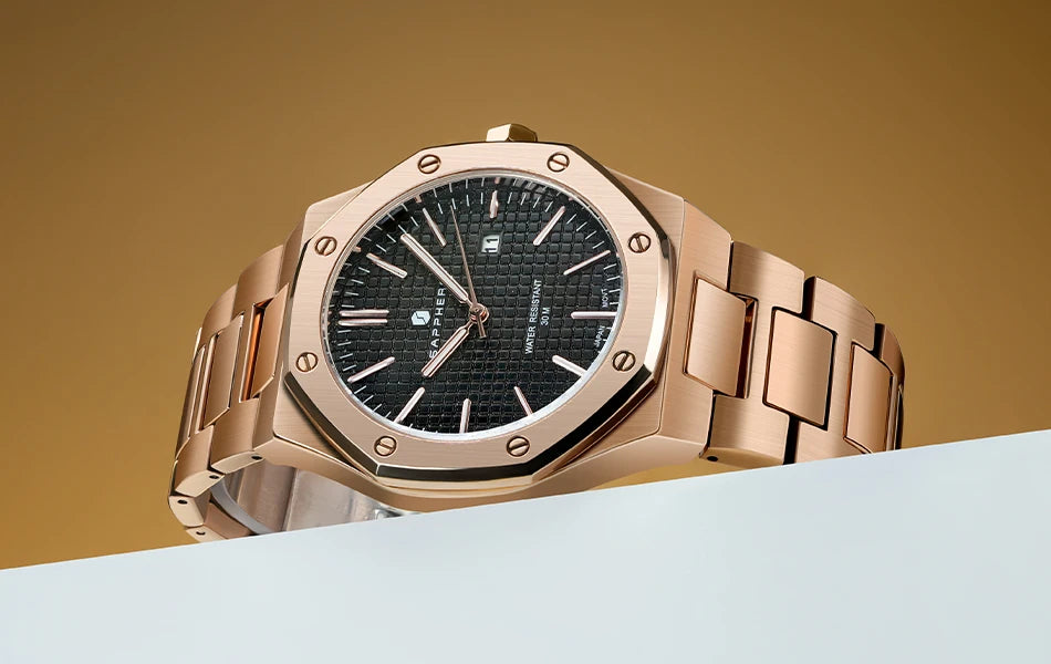 WATCH ROSE GOLD BLACK BASILLE