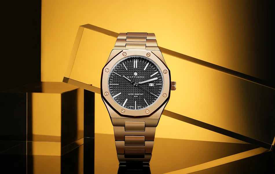 WATCH ROSE GOLD BLACK BASILLE