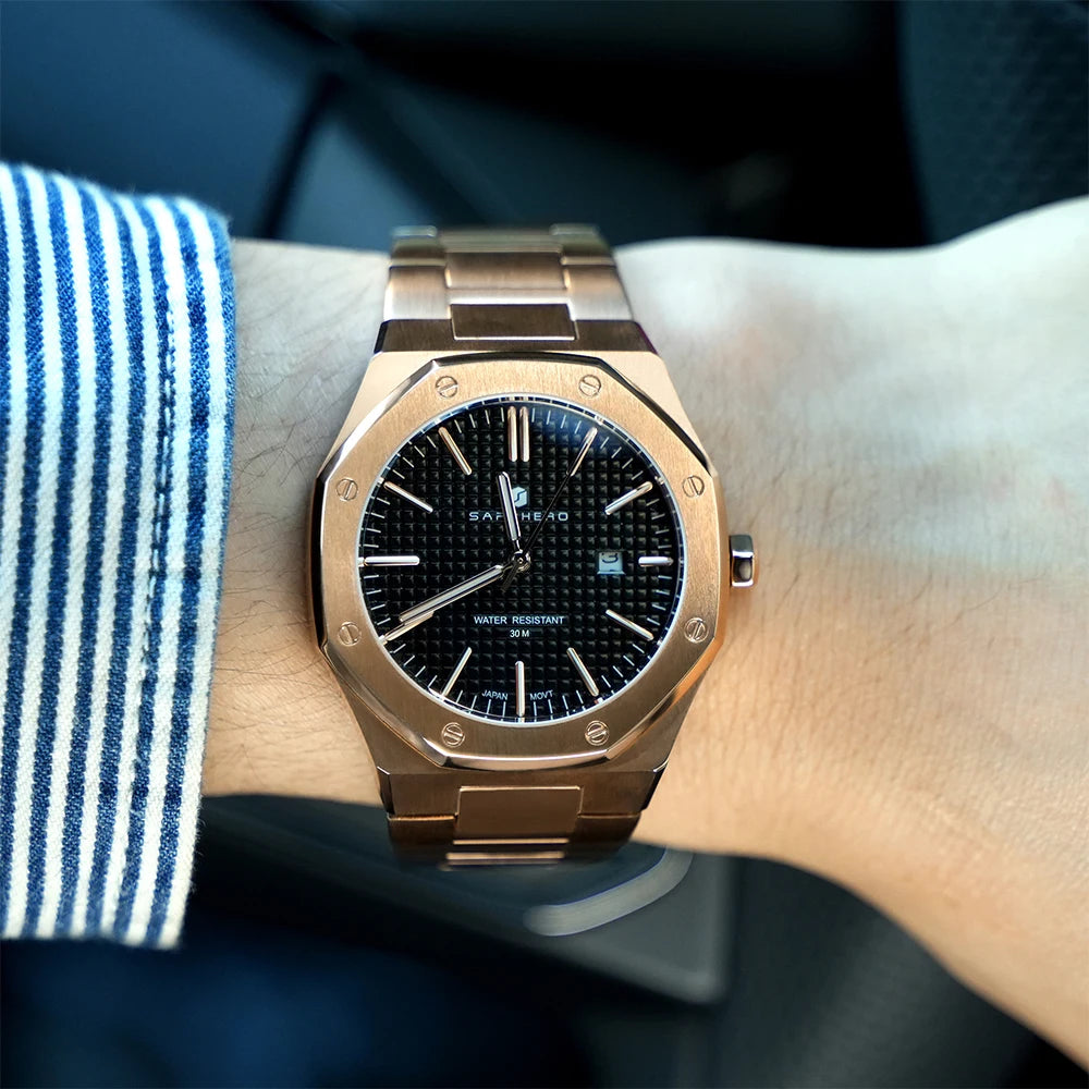 WATCH ROSE GOLD BLACK BASILLE