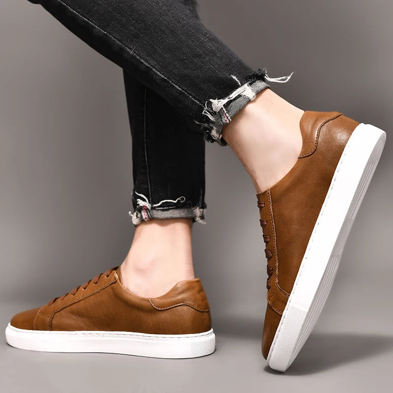 CASUAL GENUINE LEATHER SHOES BROWN