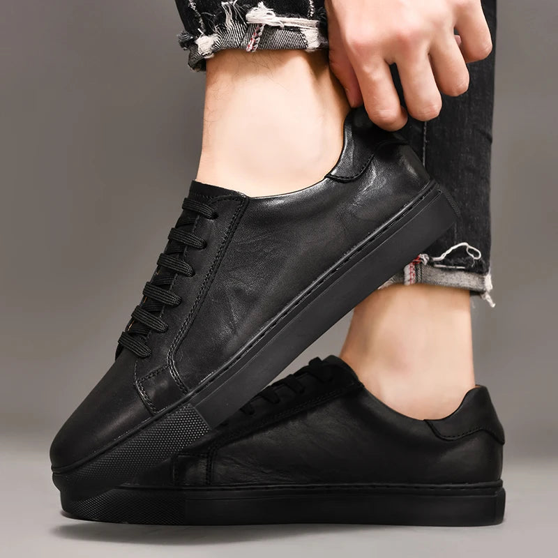 CASUAL GENUINE LEATHER SHOES BLACK