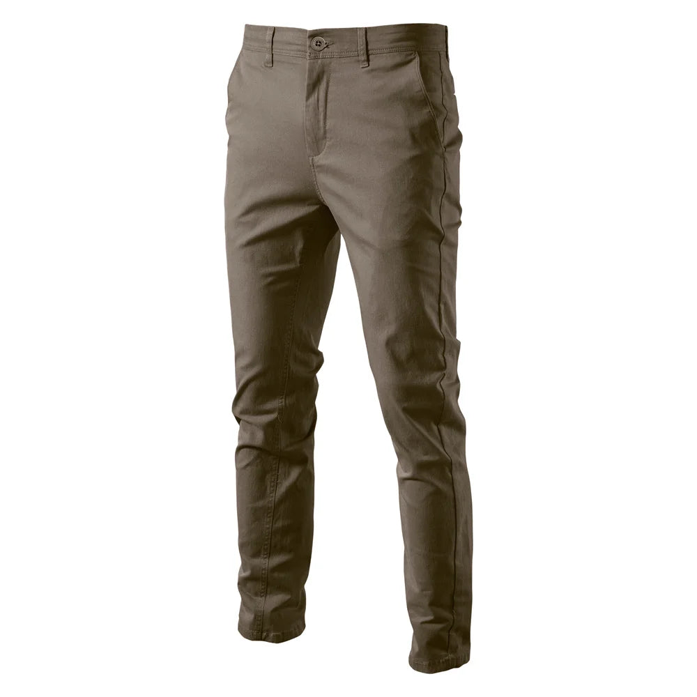 CASUAL SLIM COTTON MEN TROUSERS BROWN VANGARD