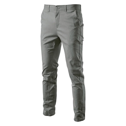 CASUAL SLIM COTTON MEN TROUSERS GREY VANGARD