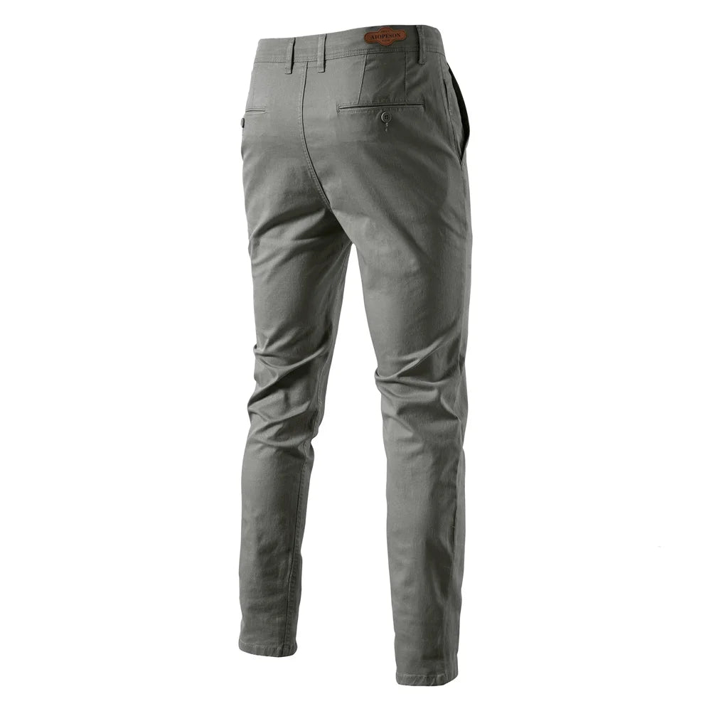 CASUAL SLIM COTTON MEN TROUSERS GREY VANGARD