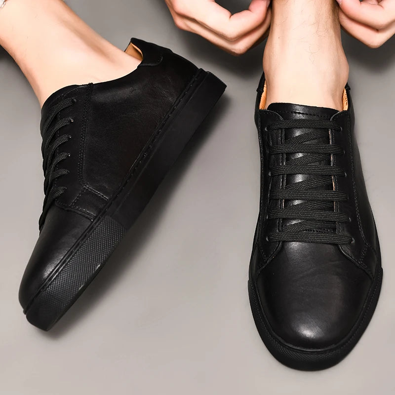 CASUAL GENUINE LEATHER SHOES BLACK