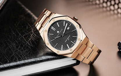 WATCH ROSE GOLD BLACK BASILLE