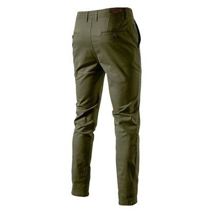 CASUAL SLIM COTTON MEN TROUSERS ARMY GREEN VANGARD