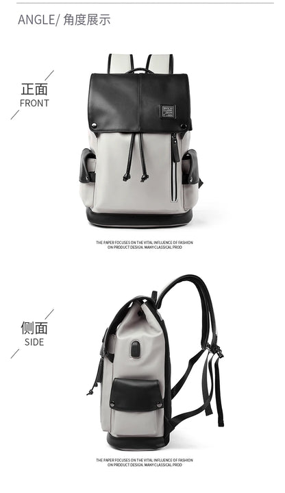 LEATHER MEN BACKPACK DRAWSTRING 15.6 INCH LAPTOP