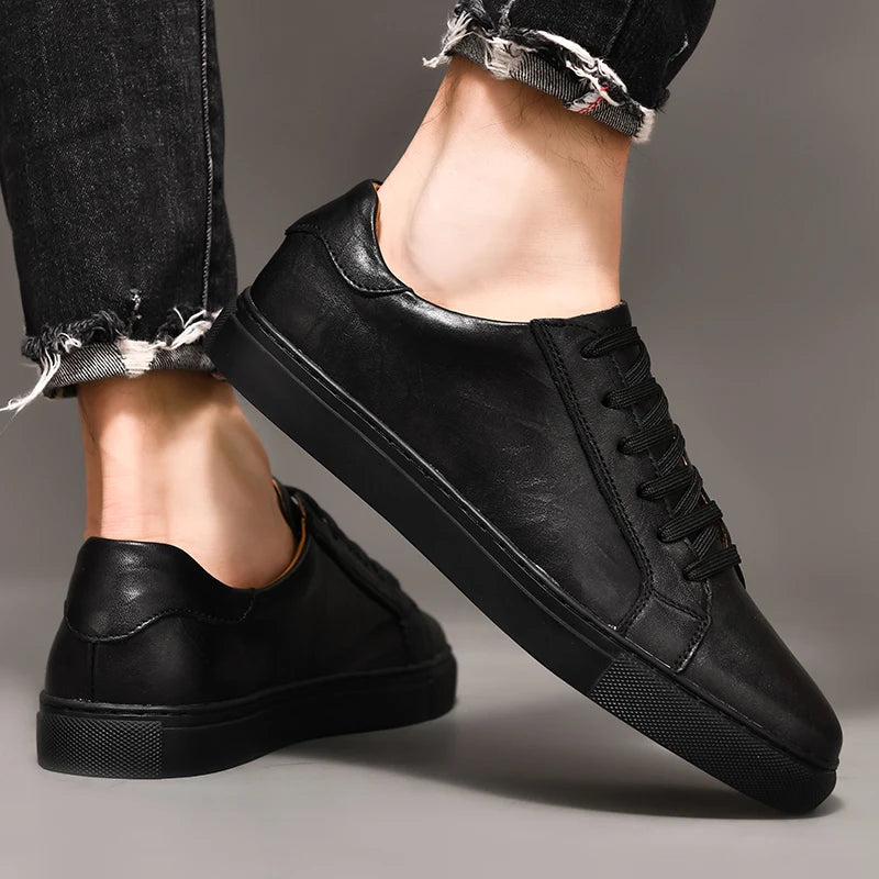 CASUAL GENUINE LEATHER SHOES BLACK