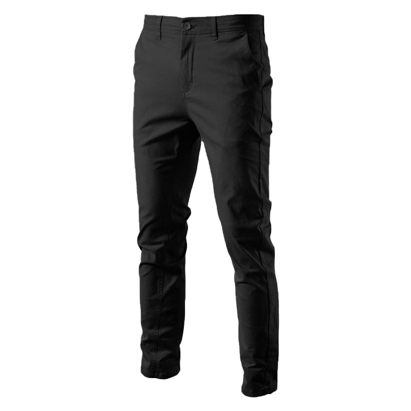 CASUAL SLIM COTTON MEN TROUSERS BLACK VANGARD