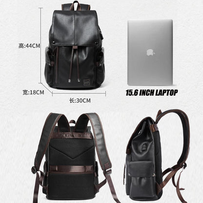 LEATHER MEN BACKPACK DRAWSTRING 15.6 INCH LAPTOP