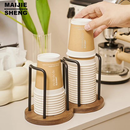 WOODEN CUP STORAGE HOLDER