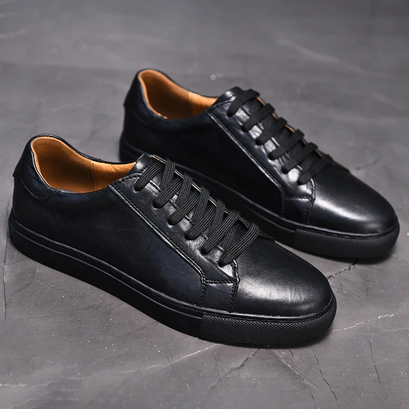 CASUAL GENUINE LEATHER SHOES BLACK