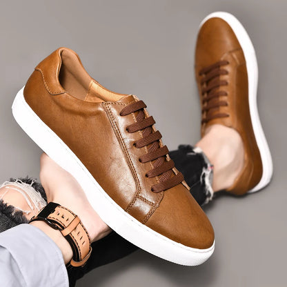 CASUAL GENUINE LEATHER SHOES BROWN