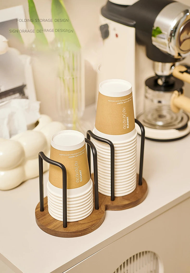 WOODEN CUP STORAGE HOLDER