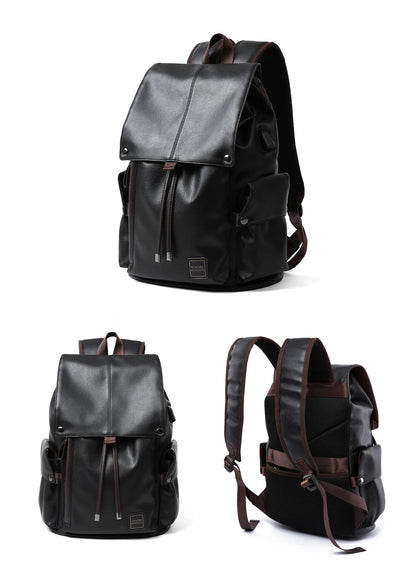 LEATHER MEN BACKPACK DRAWSTRING 15.6 INCH LAPTOP