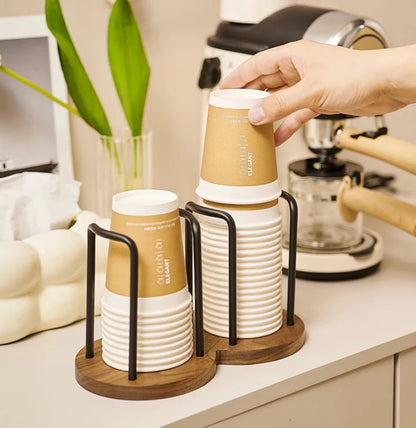 WOODEN CUP STORAGE HOLDER