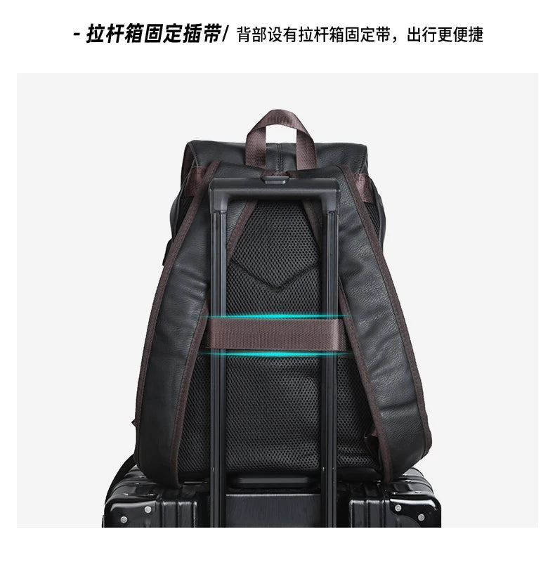 LEATHER MEN BACKPACK DRAWSTRING 15.6 INCH LAPTOP