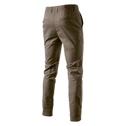 CASUAL SLIM COTTON MEN TROUSERS BROWN VANGARD